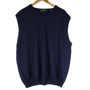 Brandini 100% Merino Wool Vest Adult XL Italian Extra Fine Navy Golf Casual Mens